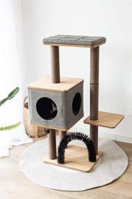 img 4 attached to 🐱 Grey PetPals Elevated Cat Tree Condo with Massage & Particle Board - Three-Level Design (Model: PP18502)