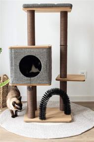 img 3 attached to 🐱 Grey PetPals Elevated Cat Tree Condo with Massage & Particle Board - Three-Level Design (Model: PP18502)