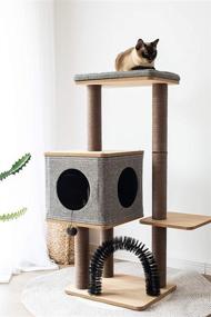 img 2 attached to 🐱 Grey PetPals Elevated Cat Tree Condo with Massage & Particle Board - Three-Level Design (Model: PP18502)