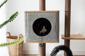 img 1 attached to 🐱 Grey PetPals Elevated Cat Tree Condo with Massage & Particle Board - Three-Level Design (Model: PP18502)