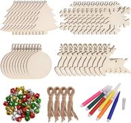 86-piece unfinished christmas wooden ornaments set with 40 natural wood slices, 🎄 40 bells, and 6 color pens - diy crafts for christmas tree decorations, gifts logo