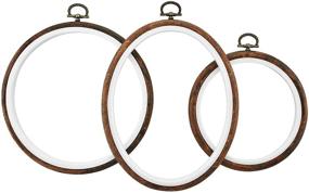 img 4 attached to Celley Imitated Wood Display Frame Kit: Circle and Oval Embroidery Hoops for Art, Craft, and Sewing - 3 Pcs