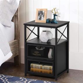img 1 attached to VECELO Storage Nightstands Drawers Bedroom Furniture for Living Room Furniture