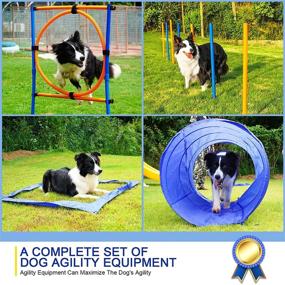 img 3 attached to YON.SOU Dog Agility Training Equipment Set - Pet Outdoor Games for Backyard - Includes Adjustable Hurdles, Agility Tunnel, 8-Piece Weave Poles, Frisbee, Whistle, Carrying Bag - Obstacle Course Kit