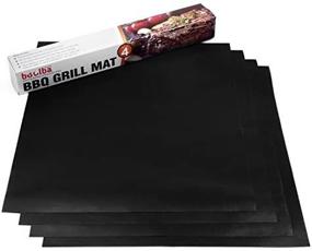 img 1 attached to Set of 4 BBQ Grill Mats - Non Stick Oven Liner - Reusable & Easy to Clean - Ideal for Gas, Electric, Charcoal Grills, Stoves, and Ovens - Size 15.75" x 13