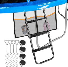 img 4 attached to 🪜 Enhanced Zoomster Trampoline Ladder: 3 Wide Skid-Proof Steps, Universal Fit, Shoe Storage Bag, and Strong Corkscrew Shape Steel Stakes Anchor