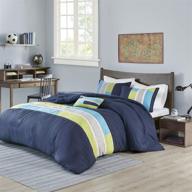 🛌 full/queen navy 4 piece mi zone duvet modern casual vibrant colorblock design for all season comforter cover teen bedding, perfect for boys bedroom décor logo