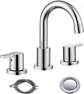 rkf chrome polished two handle widespread bathroom sink faucet with pop-up drain, overflow, and cupc faucet supply hoses (wf015-9-cp) logo