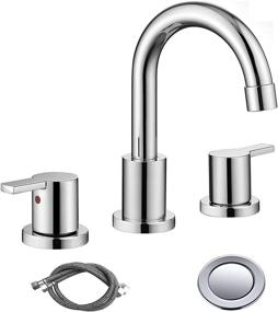 img 4 attached to RKF Chrome Polished Two Handle Widespread Bathroom Sink Faucet with Pop-up Drain, Overflow, and CUPC Faucet Supply Hoses (WF015-9-CP)