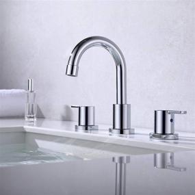 img 2 attached to RKF Chrome Polished Two Handle Widespread Bathroom Sink Faucet with Pop-up Drain, Overflow, and CUPC Faucet Supply Hoses (WF015-9-CP)