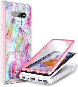 img 4 attached to 📱 E-Began Case Compatible for LG K51, LG Reflect (L555DL) [Built-in Screen Protector] Shockproof Protective Rugged Matte Bumper Cover, Impact Resistant Durable Case - Marble Design Fantasy