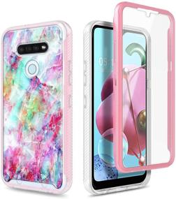 img 3 attached to 📱 E-Began Case Compatible for LG K51, LG Reflect (L555DL) [Built-in Screen Protector] Shockproof Protective Rugged Matte Bumper Cover, Impact Resistant Durable Case - Marble Design Fantasy