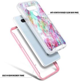 img 1 attached to 📱 E-Began Case Compatible for LG K51, LG Reflect (L555DL) [Built-in Screen Protector] Shockproof Protective Rugged Matte Bumper Cover, Impact Resistant Durable Case - Marble Design Fantasy