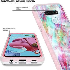 img 2 attached to 📱 E-Began Case Compatible for LG K51, LG Reflect (L555DL) [Built-in Screen Protector] Shockproof Protective Rugged Matte Bumper Cover, Impact Resistant Durable Case - Marble Design Fantasy