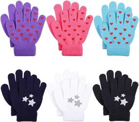 img 4 attached to 🧤 Cooraby 6 Pairs Warm Knit Magic Gloves for Kids, Winter Stretchy Gloves for Boys and Girls