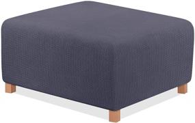 img 4 attached to TAOCOCO Dark Grey Ottoman Cover - Rectangular Storage Slipcover, Stretch Footrest Stool Furniture Protector made of Spandex Jacquard Fabric with Elastic Band