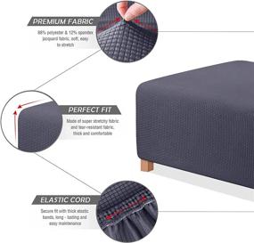 img 1 attached to TAOCOCO Dark Grey Ottoman Cover - Rectangular Storage Slipcover, Stretch Footrest Stool Furniture Protector made of Spandex Jacquard Fabric with Elastic Band