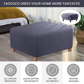 img 3 attached to TAOCOCO Dark Grey Ottoman Cover - Rectangular Storage Slipcover, Stretch Footrest Stool Furniture Protector made of Spandex Jacquard Fabric with Elastic Band