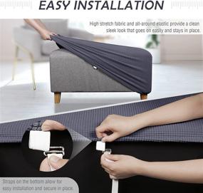 img 2 attached to TAOCOCO Dark Grey Ottoman Cover - Rectangular Storage Slipcover, Stretch Footrest Stool Furniture Protector made of Spandex Jacquard Fabric with Elastic Band