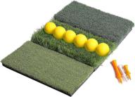 🏌️ kj-kayji golf hitting mat: 3-in-1 collapsible turf grass chipping mat with 3 plastic golf tees - backyard launch pad for practice putting, training aids - indoor & outdoor use logo