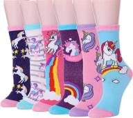 🧦 adorable girls cotton socks - soft cotton novelty socks with cute animal patterns - set of 6 pairs logo