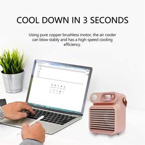 img 3 attached to CuFun USB Small Desk Fan - 4000mAh Misting Desktop Fan for Bedroom - Personal Air Circulation Fan with 3 Cooling Speeds - Indoor/Outdoor Use - Pink