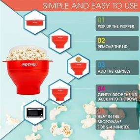 img 1 attached to 🍿 The Original Hotpop Silicone Microwave Popcorn Popper, Collapsible Bowl BPA-Free and Dishwasher Safe – Available in 20 Colors (Red)