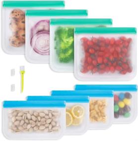 img 4 attached to Premium Reusable Food Storage Bags: 8 Pack Freezer Bags, 4 Leakproof Sandwich Bags & 4 Snack Bags - Silicone & Plastic Free, Eco-Friendly Ziplock Bags for Veggies, Fruit, Meat & Lunch