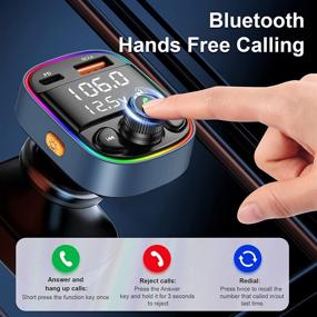 img 3 attached to 🚗 Car Bluetooth FM Transmitter with 7-Color Backlit, Helloleiboo Bluetooth Adapter, MP3 Player Transmitter, QC3.0+PD Ports Car Charger with TF Card & USB Flash Drive Support