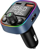 🚗 car bluetooth fm transmitter with 7-color backlit, helloleiboo bluetooth adapter, mp3 player transmitter, qc3.0+pd ports car charger with tf card & usb flash drive support logo