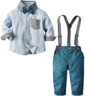 👶 sleeve striped suspender toddler boys' clothing set logo