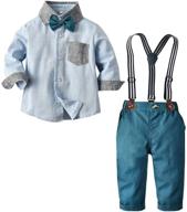 👶 sleeve striped suspender toddler boys' clothing set логотип