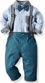img 3 attached to 👶 Sleeve Striped Suspender Toddler Boys' Clothing Set