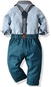 img 2 attached to 👶 Sleeve Striped Suspender Toddler Boys' Clothing Set