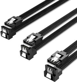 img 4 attached to 🔌 QIVYNSRY 3PACK SATA Cable III - 90 Degree Right Angle - Fast 6Gbps Data Transfer - Locking Latch - 50cm (18 Inch) - Black