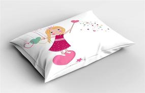 img 1 attached to 🌈 Lunarable Cartoon Pillow Sham, Little Girl on Heart Shape Magic Wand Girls Design, Decorative King Size Printed Pillowcase, 36" X 20", Multicolor