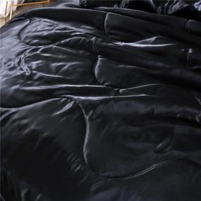 img 2 attached to Black Silky Satin Comforter Set Queen – Soft Lightweight Microfiber Luxury Quilted Bedding Sets with 2 Pillow Covers for Summer, Spring, Autumn - NTBED