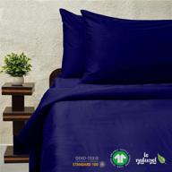🛏️ navу blue органическая хлопковая дувытка queen size - 300 нитей на дюйм, сертифицирован gots, саржевое плетение, полное покрывало для одеяла логотип