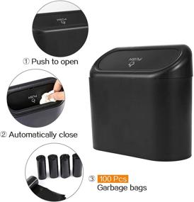 img 3 attached to 🚗 Portable Hanging Car Trash Can & Rubbish Bag Set - Mini Automotive Vehicle Dustbin Wastebasket Organizer with Lid and Thickened Mini Rubbish Bag for Vehicle, Office, Home Supplies