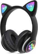 🎧 tcjj cat ear wireless headphones: led light up kids bluetooth headphones with microphone - cool black logo