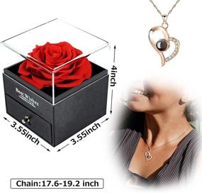img 3 attached to Christmas 3.3'' Large Preserved Rose Gift Set with Necklace Memory Card - Perfect Birthday Decorations for Women: Mom, Her, Girlfriend - Eternal Real Flower for Anniversary, Thanksgiving, Valentine's Day - Red