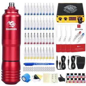 img 4 attached to 🐉 Dragonhawk M3 Rotary Tattoo Pen Machine Kit: 40Pcs Extreme Cartridges Needles, LCD Digital Power Supply, 10 Colors Inks, Grip Covers - Perfect for Starter Artists