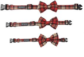 img 1 attached to 🐾 Stylish Pet Dog Cat Collar with Grid Pattern Bow Tie - Adjustable Plaid Collars for Maximum Comfort, Durability, and Style for Small, Medium, and Large Dogs and Cats in 3 Fashionable Styles