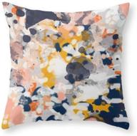 coastal sophisticate stella - contemporary abstract painting with vibrant navy, orange, pink, cream, white, and gold - indoor throw pillow cover (18in x 18in) логотип