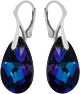 💜 sterling silver teardrop earrings for women girls - purple blue, made with swarovski crystals logo