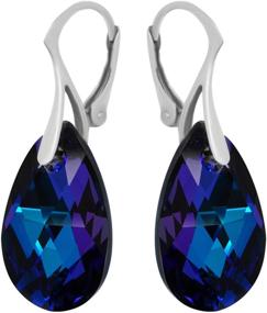 img 4 attached to 💜 Sterling Silver Teardrop Earrings for Women Girls - Purple Blue, Made with Swarovski Crystals