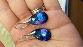 img 2 attached to 💜 Sterling Silver Teardrop Earrings for Women Girls - Purple Blue, Made with Swarovski Crystals