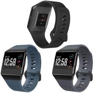 📱 skylet fitbit ionic bands for men women, 3 pack soft sport replacement wristbands compatible with fitbit ionic smart watch with buckle - black, slate, gray (small) - improved seo logo