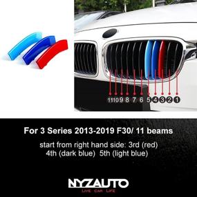 img 2 attached to 🚗 NYZAUTO Enhanced M-Colored Stripe Grille Insert Trims, Compatible with BMW 2013-2018 F30 3 Series 316i 318i 320i 328d 328i 335i 340i Kidney Grill (11 Beams, Excludes 8 Beams)