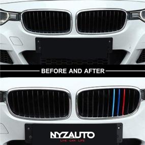 img 3 attached to 🚗 Накладки на решетку NYZAUTO с улучшенными полосами M-цвета, совместимые с BMW 2013-2018 F30 3 Series 316i 318i 320i 328d 328i 335i 340i Kidney Grill (11 ламелей, за исключением 8 ламелей)